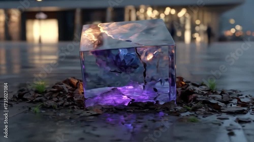 Translucent cube sculpture