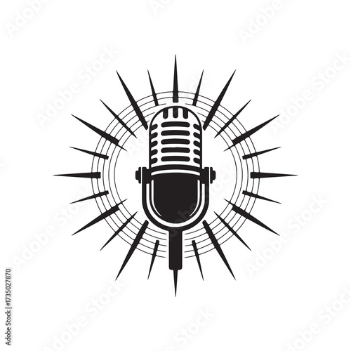 Retro Mic Symbol for Music, Podcast, and Broadcasting