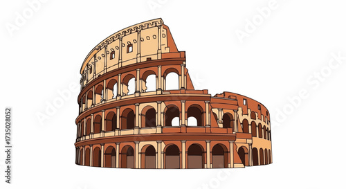 Vector Illustration of the Colosseum A Historic Landmark in Rome, Italy