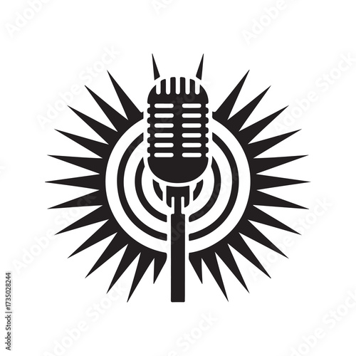 Retro Mic Symbol for Music, Podcast, and Broadcasting