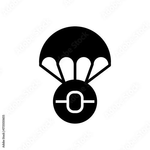 Skydive Silhouette Adventure Vector Graphic with Open Parachute