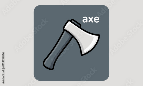 Cartoon Illustration of a Simple Axe Tool.