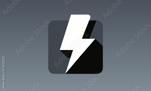 Modern Lightning Bolt Icon with Rounded Corners.