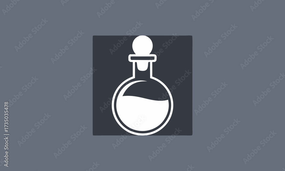 Obraz premium Simple White Laboratory Flask with Liquid.