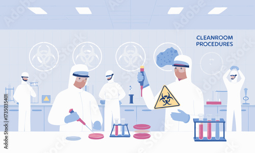Scientists in Protective Suits Performing Laboratory Procedures.