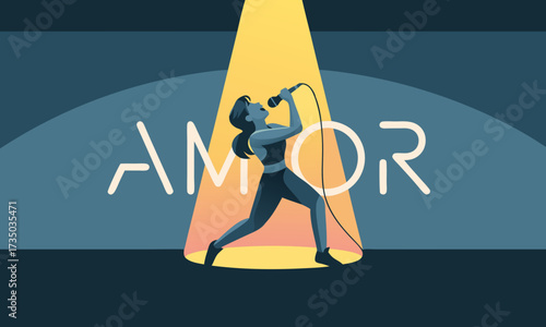 Silhouette of a Singer Performing on Stage.