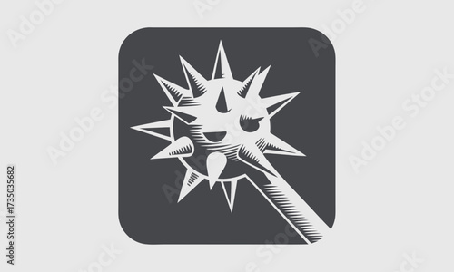 Stylized Medieval Mace Icon with Spiked Head.