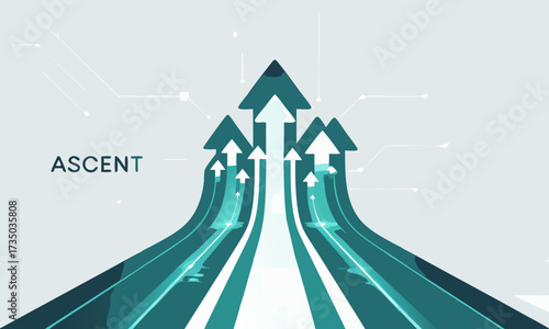 Abstract Ascent Concept with Upward Pointing Arrows.