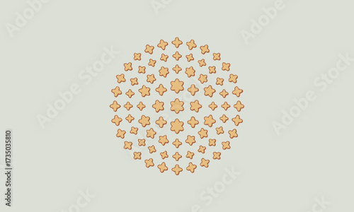 Abstract Arrangement of StarShaped BrownishOrange Elements.