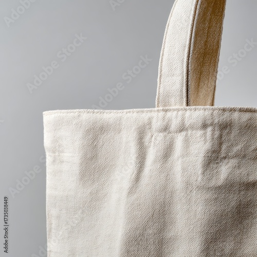 Minimalist Close-up - Natural Cotton Canvas Tote Bags Textured Fabric and Sturdy Handle Stitching.
