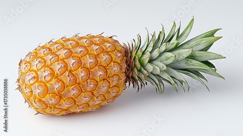 Whole Fresh Pineapple on White Background