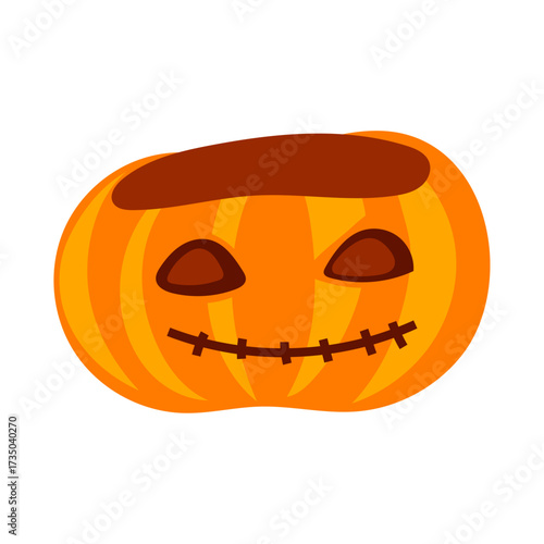 Spooky Halloween pumpkin candy bucket illustration on white background, a festive and fun accessory for trick-or-treating
