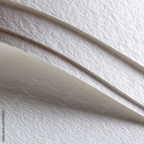 Abstract White Textured Surface with Diagonal Grey Lines and Soft Fold, Minimalist Design.