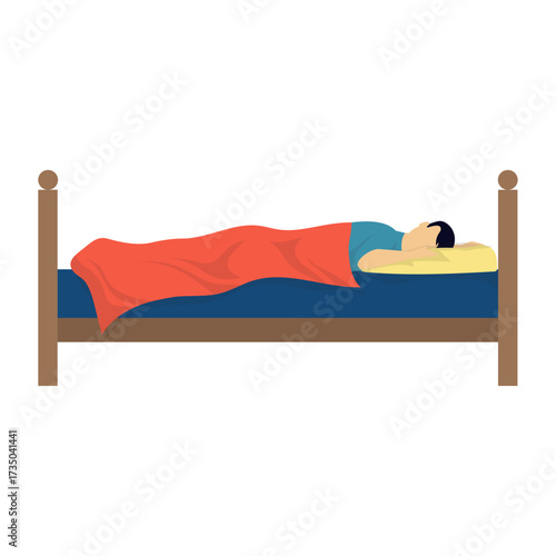 Person sleeping peacefully in bed at night, calm and comfortable rest illustration