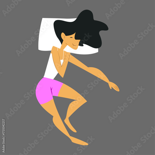 Person Sleeping Comfortably on Pillow in Relaxed Pose, Illustrating Restful Sleep and Serenity