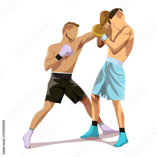 Two boxers engaged in a fierce fight, demonstrating skill and determination in a sports competition