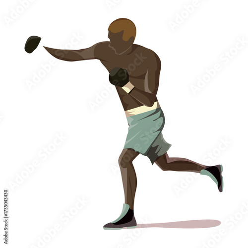 Male boxer throwing a punch with a determined expression, illustrating combat and athleticism