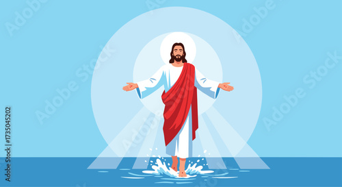 Jesus walking on water a miraculous divine intervention.