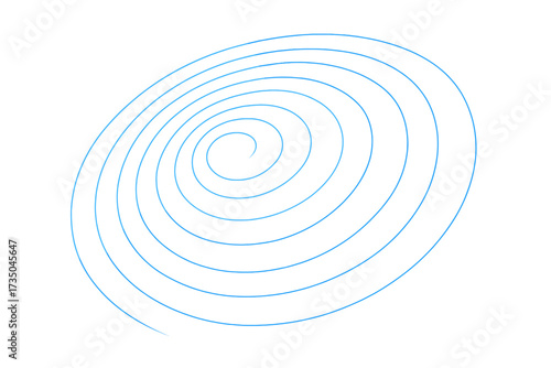 Spiral hypnosis concept vector background. Abstract geometric swirl. Continuous line art drawing. Vortex, dizziness, confusion metaphor. Psychology mental state idea. Blue oval.