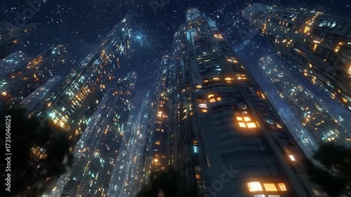 Futuristic cityscape night