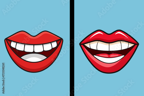Hand drawn teeth smile cartoon illustration
