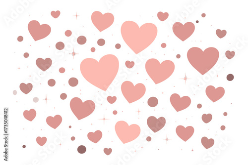Pink hearts background for Valentine's Day. Romantic love vector illustration with sparkles and bokeh effect. Abstract overlay design for holiday or wedding decoration.