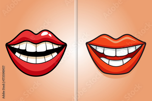 Hand drawn teeth smile cartoon illustration
