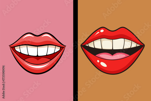 Hand drawn teeth smile cartoon illustration
