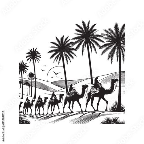  Date Palm Tree with Fruits Illustration