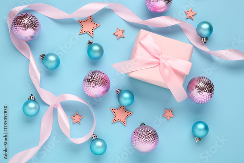 Pink gift box with ribbon, ...