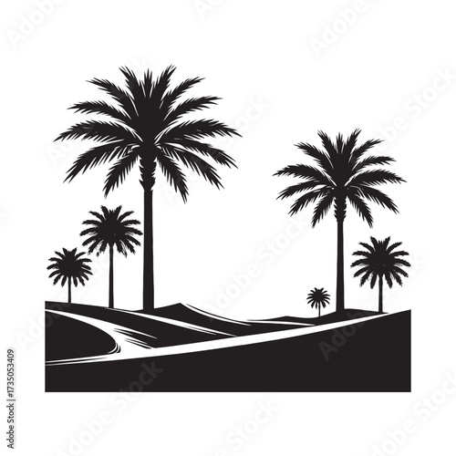  Date Palm Tree with Fruits Illustration