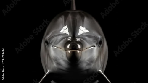 Enchanting Dolphins Friendly Gaze on Black Canvas