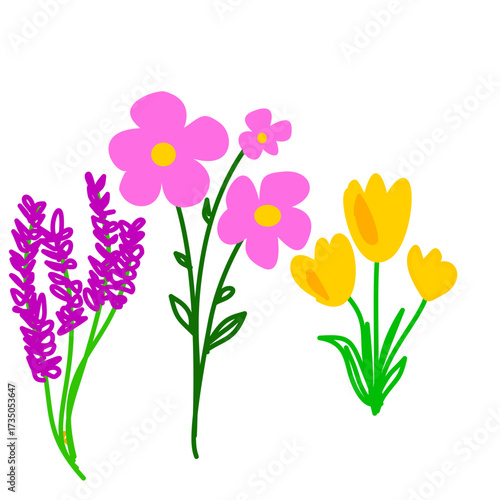 Wallpaper Mural Decorative Flower Doodle Set Art Torontodigital.ca