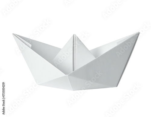 Wallpaper Mural Isolated white origami paper boat, folded and detailed, on a solid black backdrop Torontodigital.ca