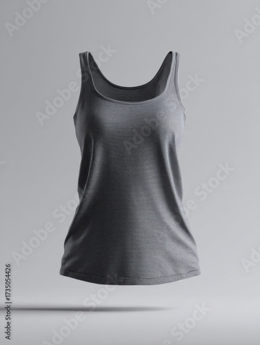 Sportswear tank top floating mockup isolated on a gray background