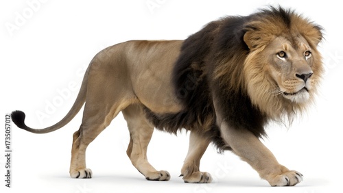 Majestic lion walking powerfully with confidence, a symbol of strength and leadership in the animal kingdom