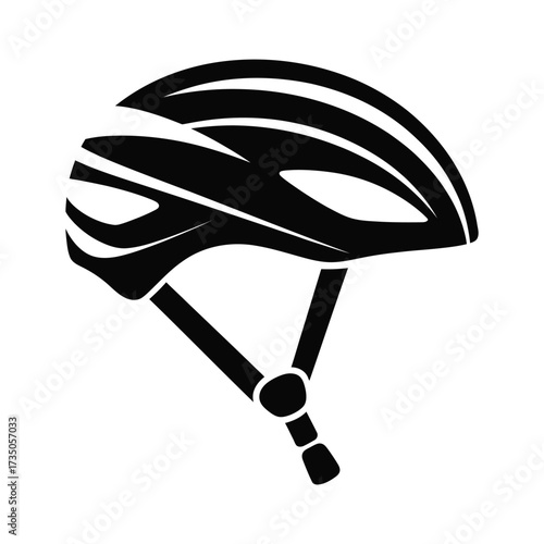 Black silhouette of a bicycle helmet with straps