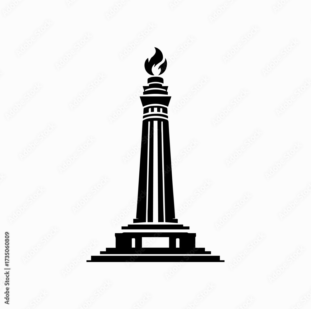 Obraz premium Juche Tower Silhouette – Iconic Monument of Pyongyang North Korea