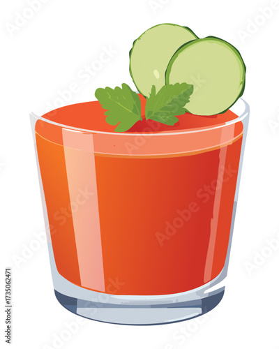 Spicy and refreshing classic Bloody Mary cocktail with a celery stalk and cucumber slice garnish, perfect for brunch - Vector Illustration	