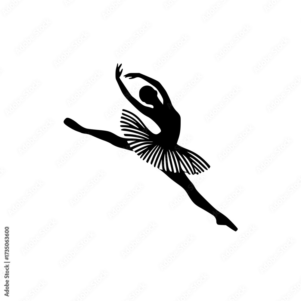 Fototapeta premium Leaping Ballerina Silhouette Vector Logo