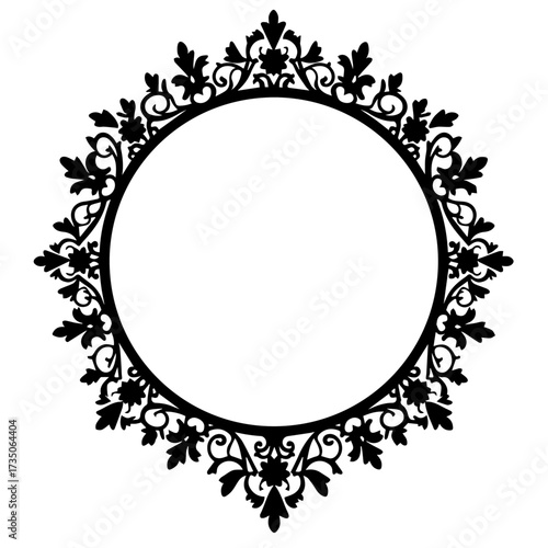 round frame design, frame, border, floral, pattern, ornament, design, decoration, vector, vintage, flower, illustration, black, art, ornate, leaf, set, circle, decorative, swirl, element, round, oval,
