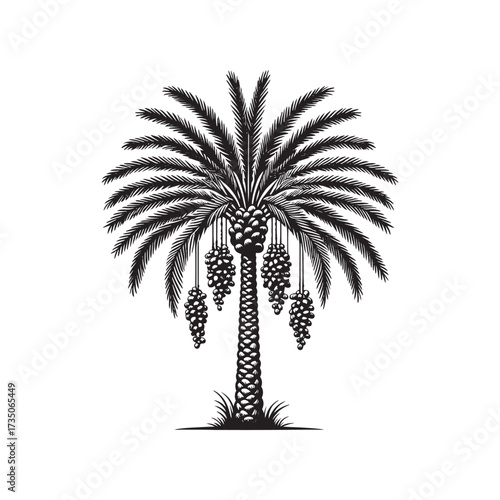  Date Palm Tree with Fruits Illustration