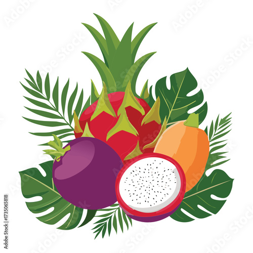 Freshly Harvested Root Vegetables Including Beets and Carrots, with Attached Greens, Ready for Cooking - Vector Illustration	