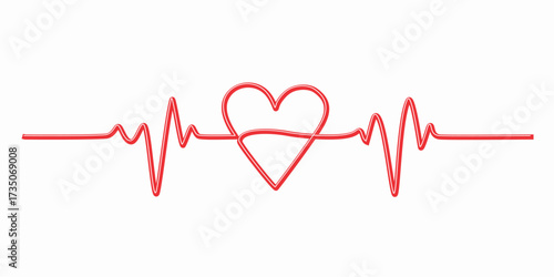 vector Creative ECG Lines with Heart Symbol on White Background,