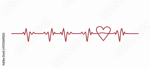 vector Creative ECG Lines with Heart Symbol on White Background,