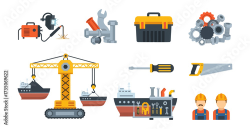 Industrial tools and equipment icons