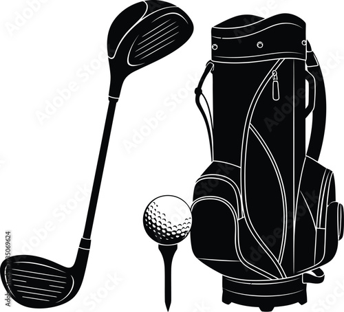 Vector art of golf equipment in vector style