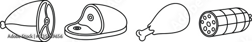 Vector art of meat products in line art style
