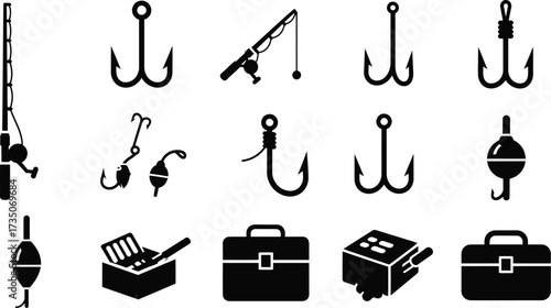 Vector art of fishing equipment in vector style