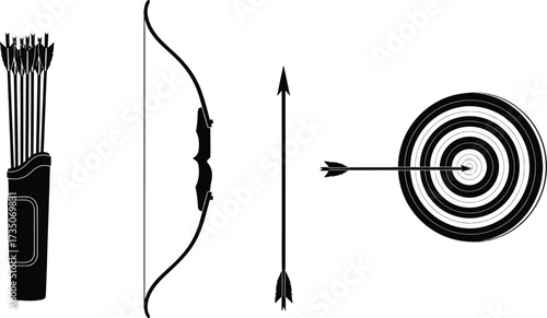 Vector art of archery equipment set